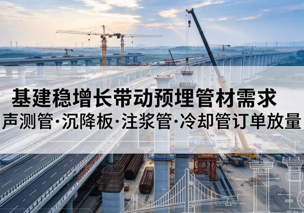 沾化基建稳增长带动预埋监测管材需求，声测管、沉降板、注浆管订单持续放量